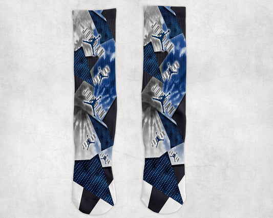 Custom Blue Gray Black socks
