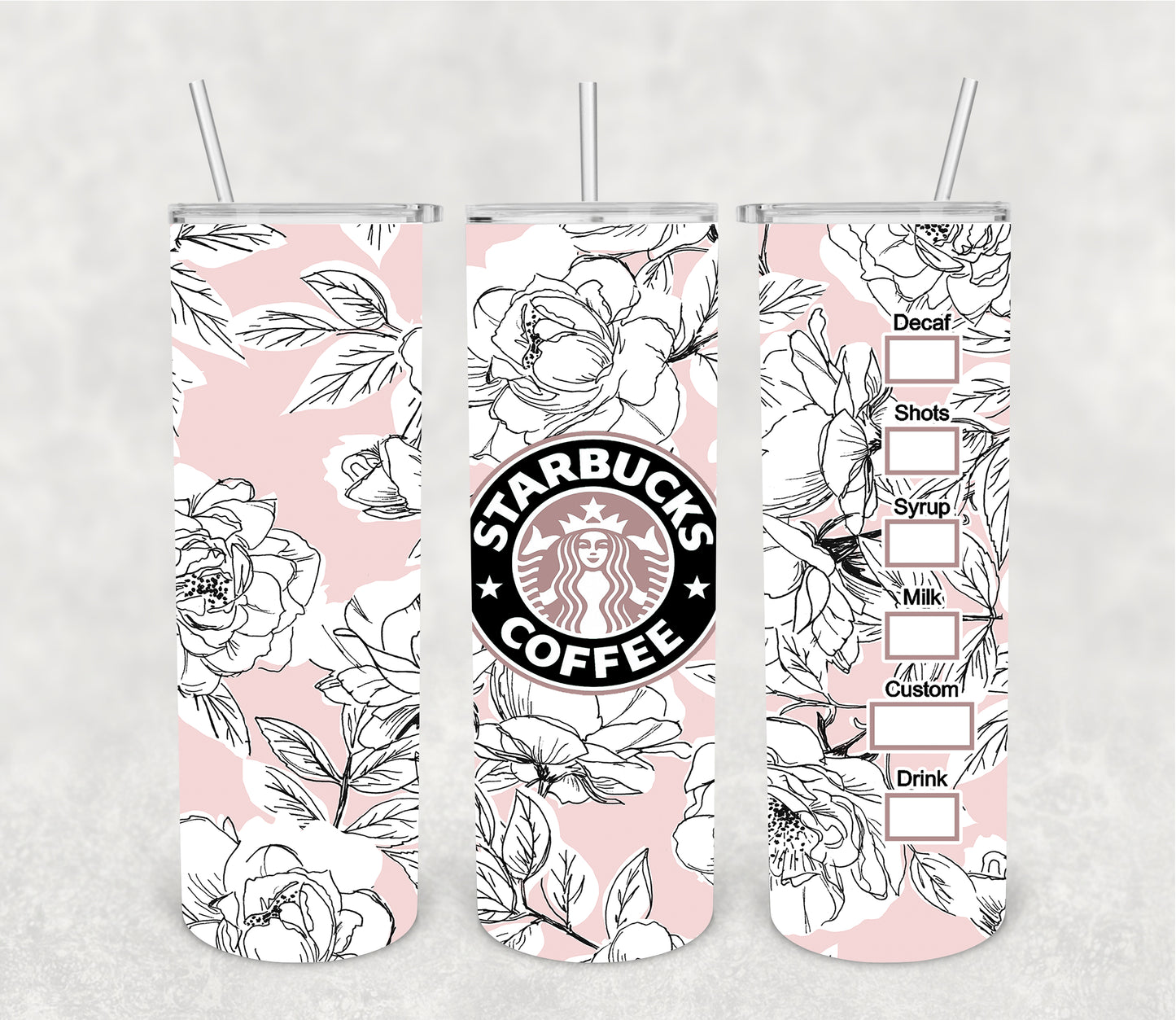 Pink Floral Starbucks